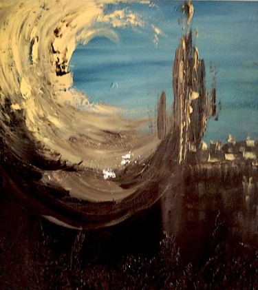 Painting titled "Whirlwind of Light" by Nelly Marlier, Original Artwork, Oil Mounted on Wood Stretcher frame