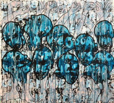 Schilderij getiteld "La mère bleue" door Nelson Gomes Teixeira, Origineel Kunstwerk, Acryl