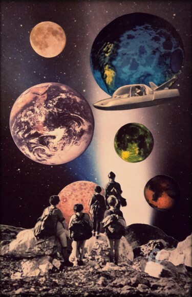 Collages titled "Beyond" by Dysfunctional Brain Works, Original Artwork, Paper