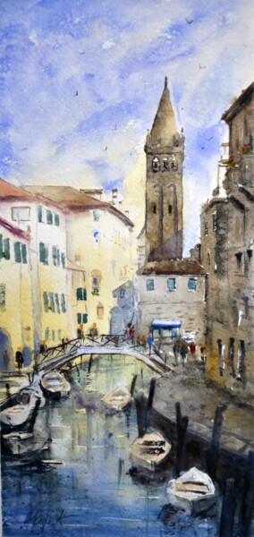 Painting titled "Venice Cityscape #1…" by Nenad Kojić, Original Artwork, Watercolor