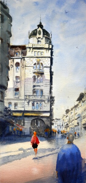Painting titled "Hot day before Russ…" by Nenad Kojić, Original Artwork, Watercolor