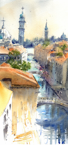 Painting titled "Peaks of Venice Ita…" by Nenad Kojić, Original Artwork, Watercolor