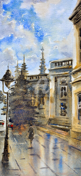 Peinture intitulée "Watercolor of Belgr…" par Nenad Kojić, Œuvre d'art originale, Aquarelle