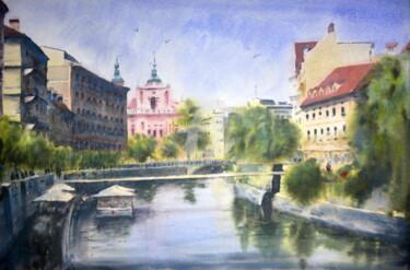 Pintura titulada "Ljubljana Slovenia…" por Nenad Kojić, Obra de arte original, Acuarela