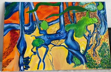 Peinture intitulée "Racines d'arbre" par Sarah Sandra Gomez, Œuvre d'art originale, Acrylique