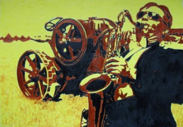 Pittura intitolato "Тракторный блюз" da Nesteroff, Opera d'arte originale, Olio