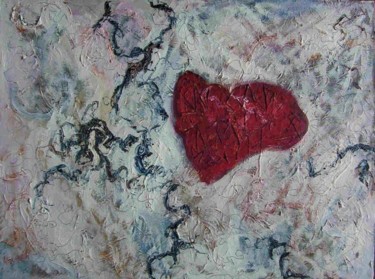 Painting titled "Heart With Mood" by Nancy Price, Original Artwork, Oil