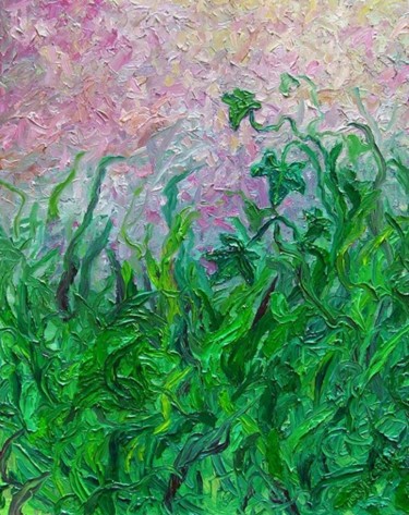 Painting titled "Ivy in the Grass In…" by Nancy Price, Original Artwork, Oil