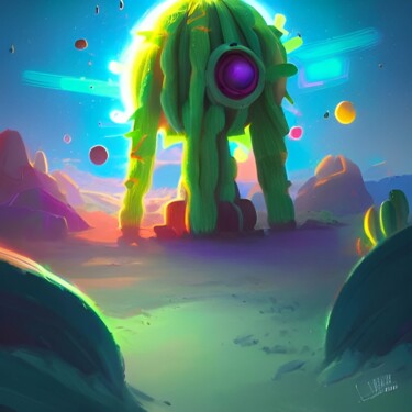 Arte digital titulada "Cactus live" por Naïma Gharbi, Obra de arte original, Pintura Digital