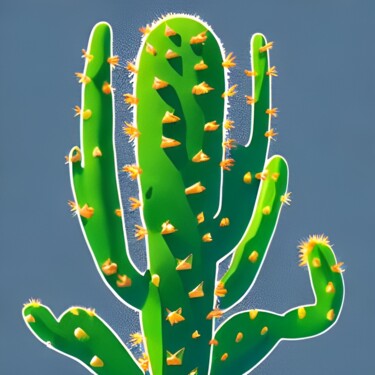 Arts numériques intitulée "cactus etoilé" par Naïma Gharbi, Œuvre d'art originale, Peinture numérique