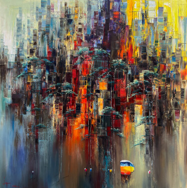 Pintura intitulada "My city" por Ngoc Quan Le, Obras de arte originais, Óleo