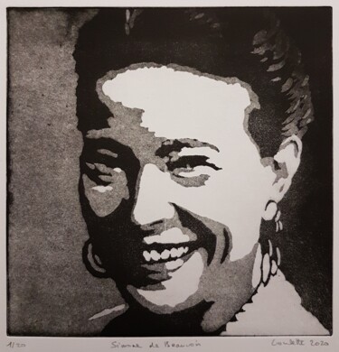 Incisioni, stampe intitolato "Simone de Beauvoir" da Nicolas Goulette, Opera d'arte originale, Acquaforte