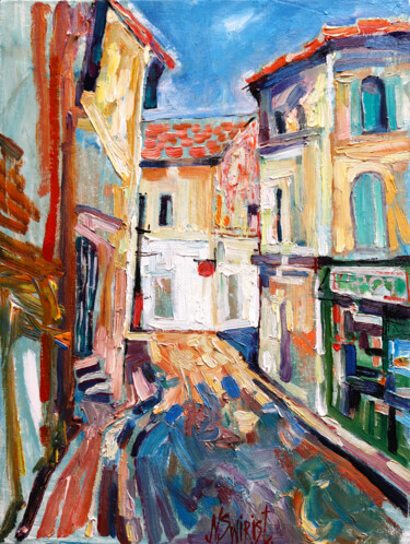 Peinture intitulée "STREET IN ARLES." par Nicifor Swiristuhin, Œuvre d'art originale, Huile Monté sur Châssis en bois