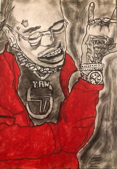 Dibujo titulada "Porträt - Quavo" por Nicoking, Obra de arte original, Lápiz