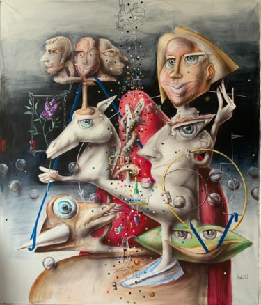Pintura titulada "Confetti dragon" por Nicolai Panayotov, Obra de arte original, Acrílico