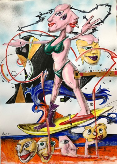 제목이 "Surfer 1"인 미술작품 Nicolai Panayotov로, 원작, 아크릴
