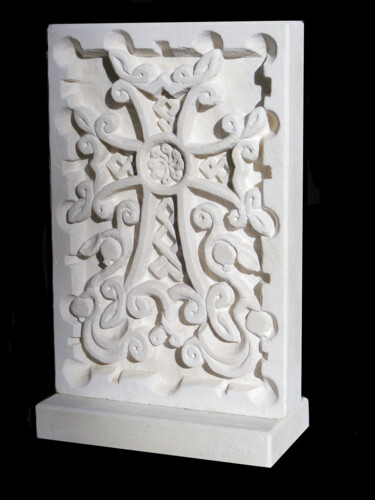 Skulptur mit dem Titel "Khachkar Tigranakert" von Nicolas Bouriot (KRB1), Original-Kunstwerk, Stein