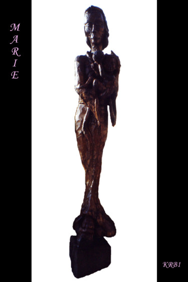 Sculptuur getiteld "Marie l'Africaine" door Nicolas Bouriot (KRB1), Origineel Kunstwerk, Hout