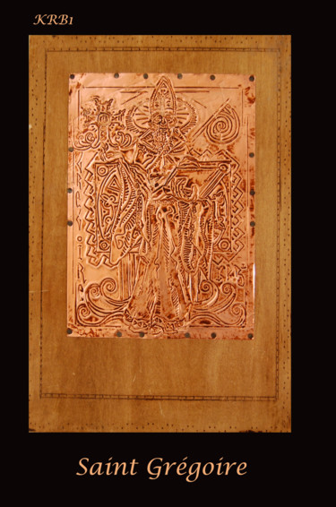 Отпечатки и Гравюры под названием "Saint Grégoire" - Nicolas Bouriot (KRB1), Подлинное произведение искусства, гравюра