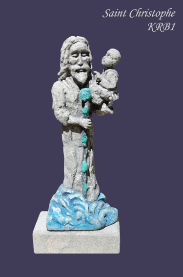 Sculpture titled "Saint Christophe" by Nicolas Bouriot (KRB1), Original Artwork, Stone