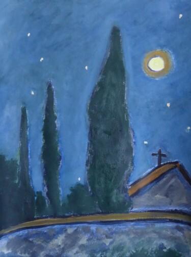 Peinture intitulée "Nuit d'été en Ardèc…" par Nicolas Cavuoto, Œuvre d'art originale, Huile