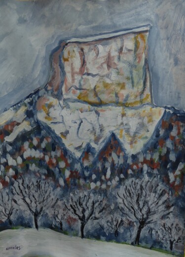 Malerei mit dem Titel "Le Mont Aiguille (5)" von Nicolas Cavuoto, Original-Kunstwerk, Öl