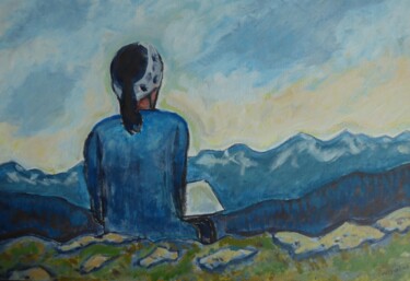 Картина под названием "Contemplation" - Nicolas Cavuoto, Подлинное произведение искусства, Масло Установлен на Деревянная ра…