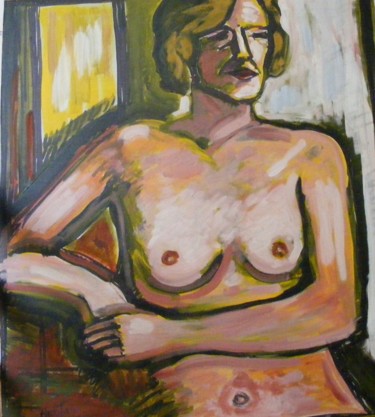 Malerei mit dem Titel "Jeune femme assise" von Nicolas Cavuoto, Original-Kunstwerk, Öl