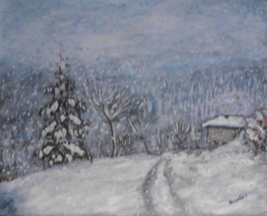 Peinture intitulée "Neige sur le Vercor…" par Nicolas Cavuoto, Œuvre d'art originale, Huile