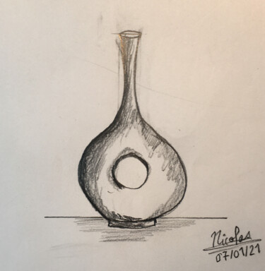 Drawing titled "Vase Tower" by Nicolas Chammat, Original Artwork, Pencil
