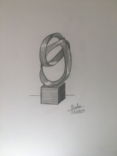 Рисунок под названием "Circle Tower" - Nicolas Chammat, Подлинное произведение искусства, Карандаш