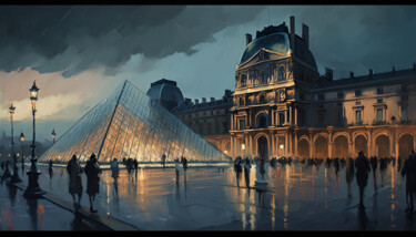 Artes digitais intitulada "Louvre Museum" por Nicolas Chammat, Obras de arte originais, Imagem gerada por IA