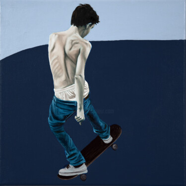Pintura intitulada "Skate II" por Nicolas Maureau, Obras de arte originais, Óleo Montado em Armação em madeira
