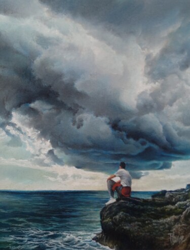 Peinture intitulée "Dark thought" par Nicolas Planson, Œuvre d'art originale, Pastel Monté sur Autre panneau rigide