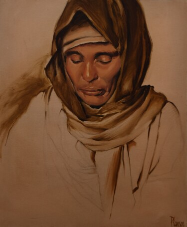 Painting titled "Dusty glance" by Nicolas Planson, Original Artwork, Oil Mounted on Wood Stretcher frame