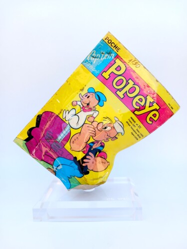 Sculpture titled "Cap'tain Popeye n°2…" by Nicolas Poirier, Original Artwork, Paper