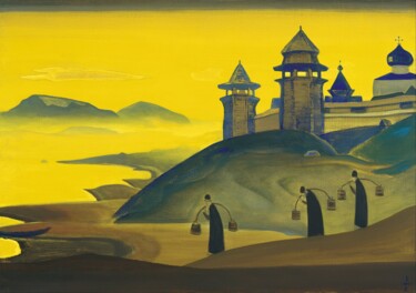 Ζωγραφική με τίτλο "Et nous essayons" από Nicolas Roerich, Αυθεντικά έργα τέχνης, Λάδι