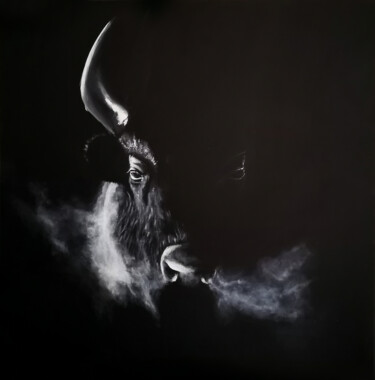 Painting titled "The Buffalo" by Nicolas Sorel, Original Artwork, Acrylic