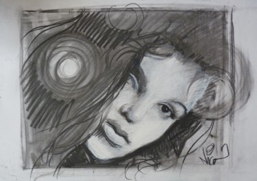 Dessin intitulée "a girl from my drea…" par Nicolas Delatronchette, Œuvre d'art originale, Fusain