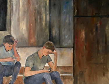 Painting titled "Les ados 2" by Françoise Vivier Nicolaÿ, Original Artwork, Oil