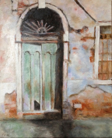 Peinture intitulée "Venise-porte verte" par Françoise Vivier Nicolaÿ, Œuvre d'art originale, Huile