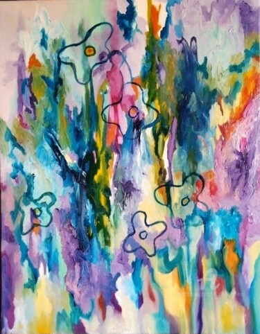 Peinture intitulée "Au jardin l été" par Nicole Bachelard, Œuvre d'art originale, Huile Monté sur Châssis en bois