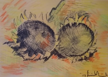 Drawing titled "Étude encre pastels…" by Nicole Becourt, Original Artwork