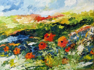 Pintura titulada "Les coquelicots" por Nicole Caron, Obra de arte original, Oleo