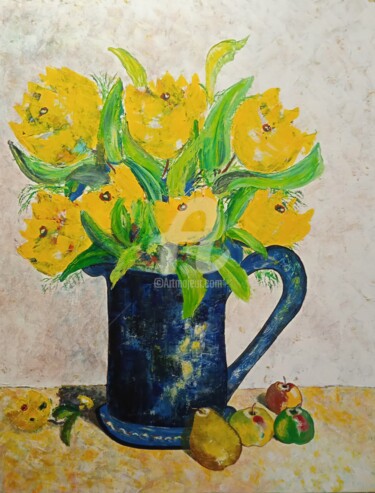 "Bouquet jaune" başlıklı Tablo Nicole Carretier tarafından, Orijinal sanat, Akrilik