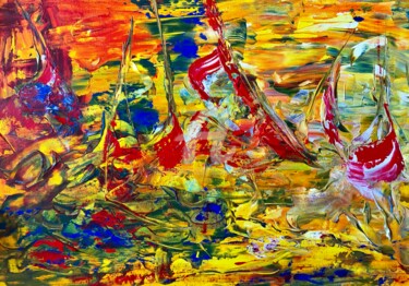 Painting titled "Sailing Boats" by Nicole Cecil B, Original Artwork, Acrylic