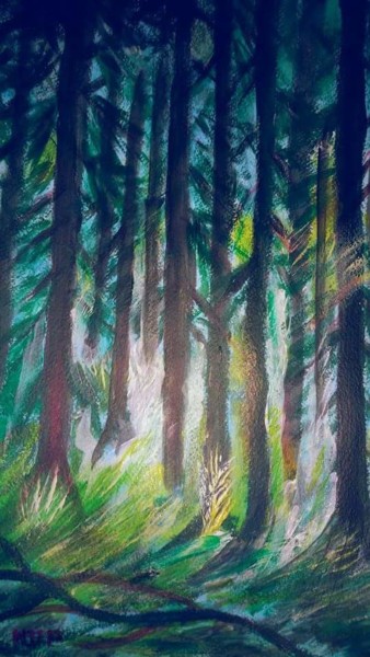 Pintura intitulada "La  forêt  féerique" por Nicole De Pauw, Obras de arte originais, Óleo