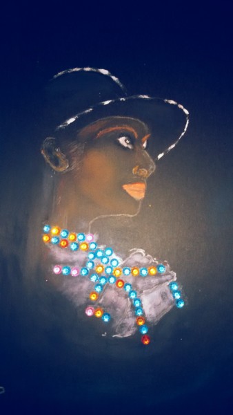 Dibujo titulada "La femme au chapeau…" por Nicole De Pauw, Obra de arte original, Pastel