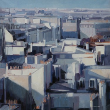 Peinture intitulée "Les gris de Paris 2…" par Nicole Elkon, Œuvre d'art originale, Huile