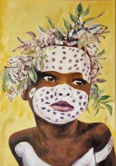 Painting titled "AMINATA" by Nicole Lavigne, Original Artwork, Oil